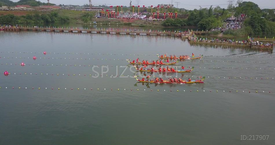 湖泊 鸟瞰 航拍 龙舟赛 赛龙舟 风俗 划龙船 视频 高清实拍 视频素材